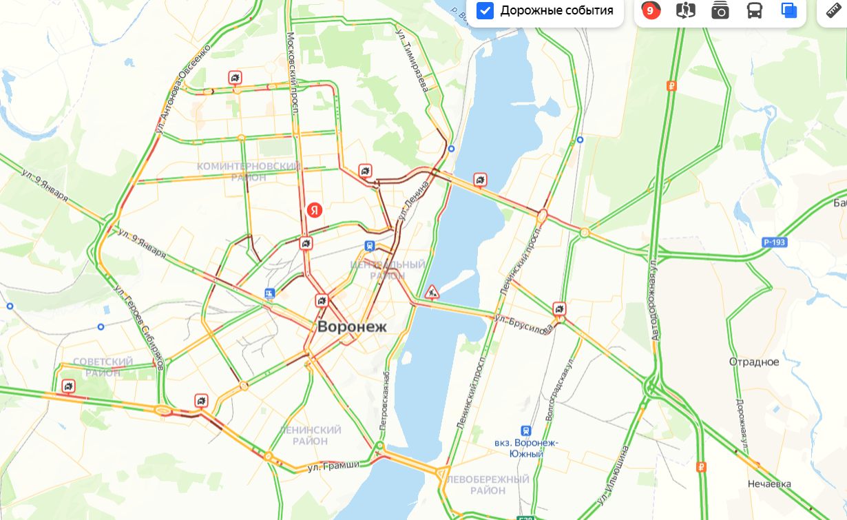 Карта воронежа с пробками
